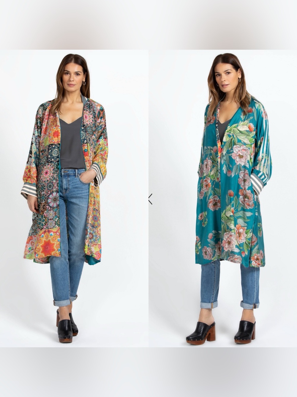 Johnny Was Romano Flower Harmony Reversible Silk Kimono Large Excellent